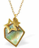 PA70 - Paua Shell Firmament Necklace, Rhodium Plated, Golden Framed/Chain