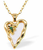 PF13 - Iridescent Wild Heart Pendant with Green Crystal, Golden Framed