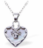 PF14 - Iridescent Heart with Crown Pendant, Silver Colour Framed