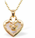 PF15 - Iridescent Heart with Crown Pendant, Golden Framed