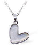 PF16 - Iridescent Love Heart Pendant, Silver Coloured