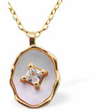 PF21 - Iridescent Oval Pendant with Clear Crystal, Golden Framed