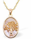 PF23 - Iridescent Oval Pendant with Tree of Life Centre, Golden Framed