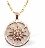 PF25 - Iridescent Circular Pendant with Sun Embellishment, Golden Framed