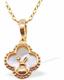 PF33 - Iridescent Clover Pendant with Cute Bunny, Golden Framed