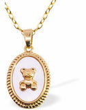 PF35 - Iridescent Oval Pendant with Teddy Bear, Golden Framed