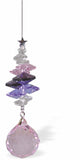 R611 - Austrian Crystal Suncatcher, Multi-faceted, Multi-Coloured Crystals with Rose Pink Sphere