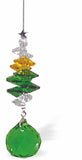 R612 - Austrian Crystal Suncatcher, Multi-faceted, Multi-Coloured Crystals with Fern Green Sphere