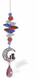 R617 - Austrian Crystal Suncatcher with Multi-Coloured Crystals with Rose Pink Teardrop and Moon and Cats Link