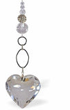 R619 - Austrian Crystal Suncatcher, Multi-Crystal Heart Drop with Oval Links