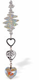 R624 - Austrian Crystal Suncatcher, Multi-faceted Crystals with AB Heart Drop and Tree of Life Links