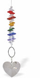 R629 - Austrian Crystal Suncatcher, Multi-faceted, Multi Coloured Crystals with Heart Drop