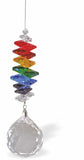 R630 - Austrian Crystal Suncatcher, Multi-faceted Multi Coloured Crystals with Sphere