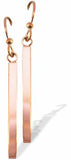 RG31 - Rose Gold Coloured Titanium Steel Long Baguette Stick Drop Earrings