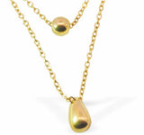 W31 - Waterdrops: Double Drop Pendant Necklace, Gold Coloured