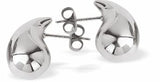 W32 - Waterdrops: Teardrop Stud Earrings, Silver Coloured