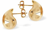 W33 - Waterdrops: Teardrop Stud Earrings, Gold Coloured