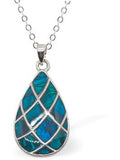 Paua Shell Crossed Pear Drop Necklace, Rhodium Plated