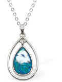 Paua Shell Framed Peardrop Necklace, Rhodium Plated