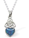 Paua Shell Celtic Heart Necklace  Hypoallergenic: Rhodium Plated, Nickel, Lead and Cadmium Free Greeny Blue in colour, Crystal encrusted. 18mm in size See matching earrings P484 Delivered in a soft, black, velveteen pouch