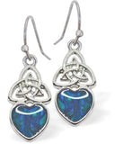 Paua Shell Celtic Heart Drop Earrings, Rhodium Plated